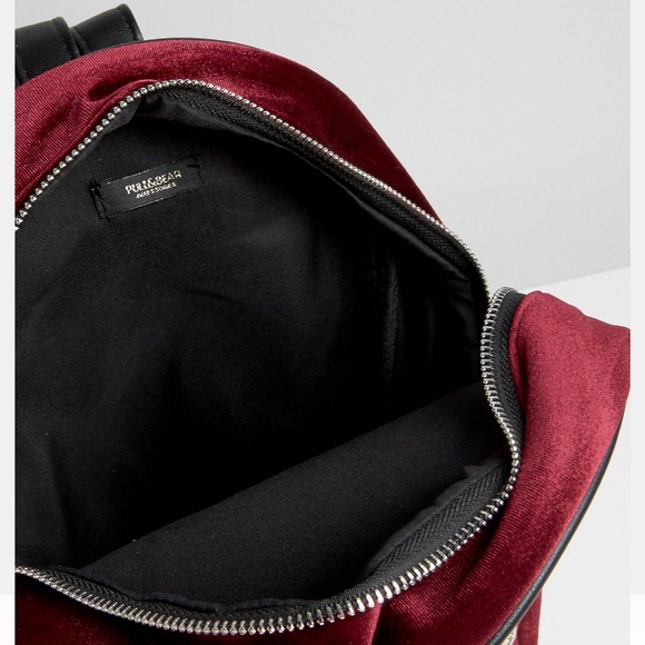 2/$20 Pull & Bear Velvet Maroon Backpack/Purse - Picture 4 of 7